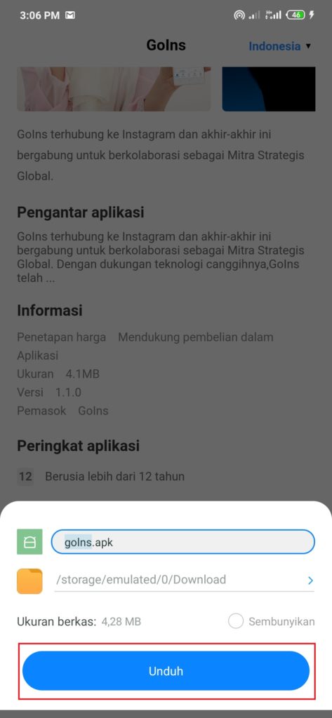 Cara download Goins sih 