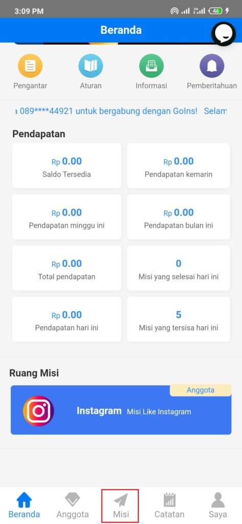 Cara Mengerjakan Misi dari Aplikasi Goins Android