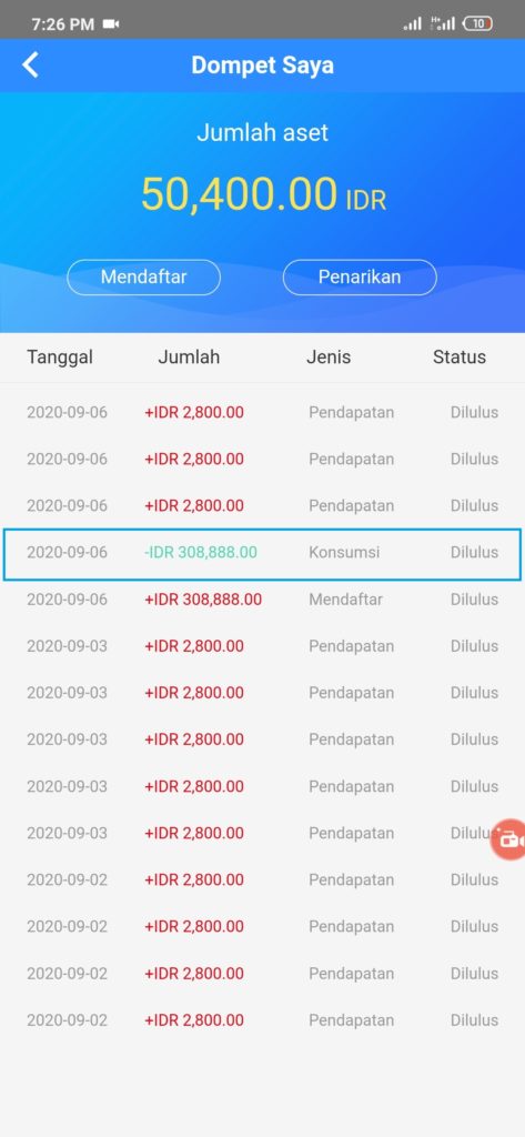 Bukti Topup dari Aplikasi Goins dengan Gopay