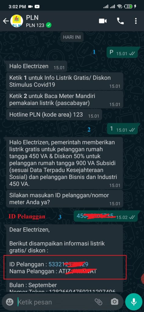 cara dapet listrik dari whatsapp pln