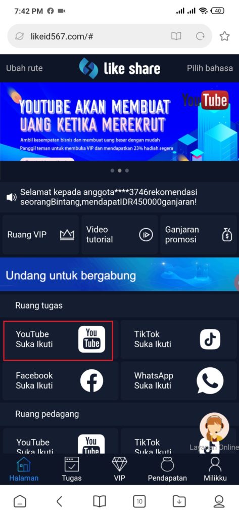 cara kerja dari Aplikasi Share Like