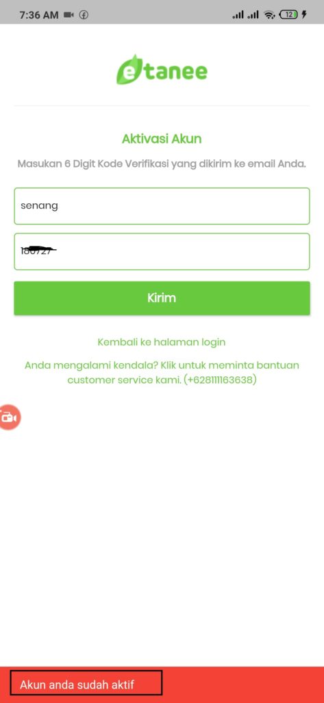 cara verifikasi akun etanee