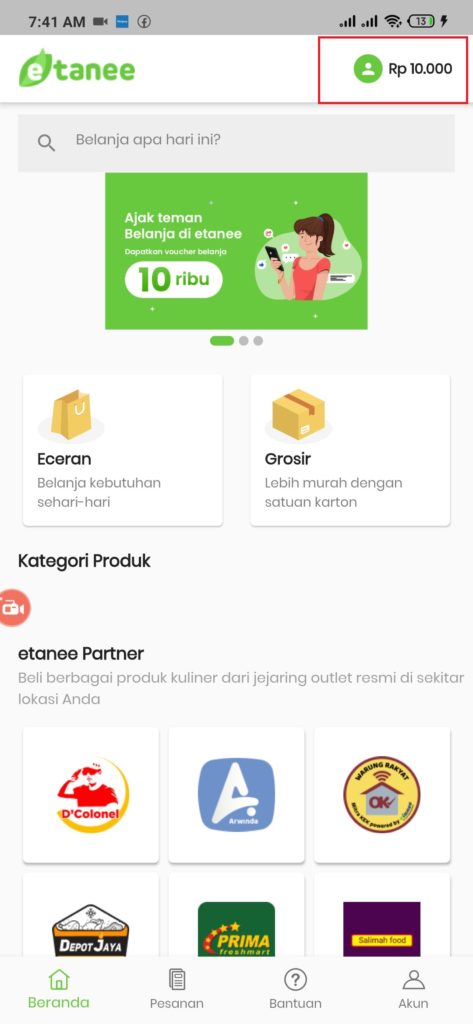 Aplikasi Etanee saldo gratis