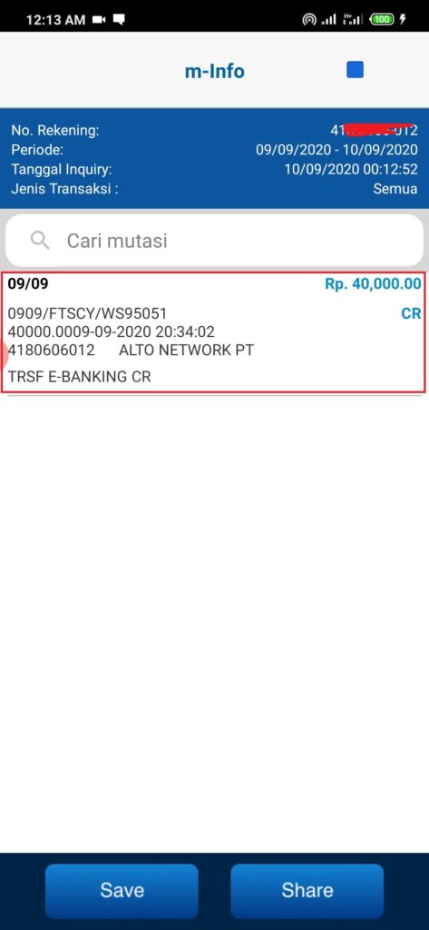 Bukti Penarikan dari Aplikasi S-Earn Berhasil Masuk ke Rekening Bank BCA