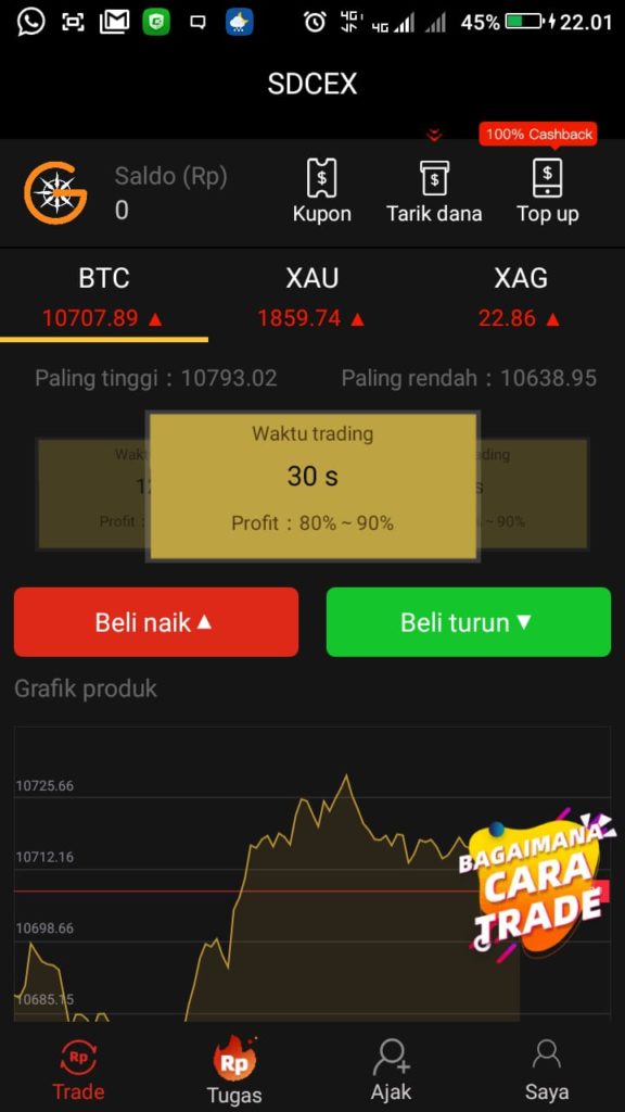 cara trader dari aplikasi SDCEX