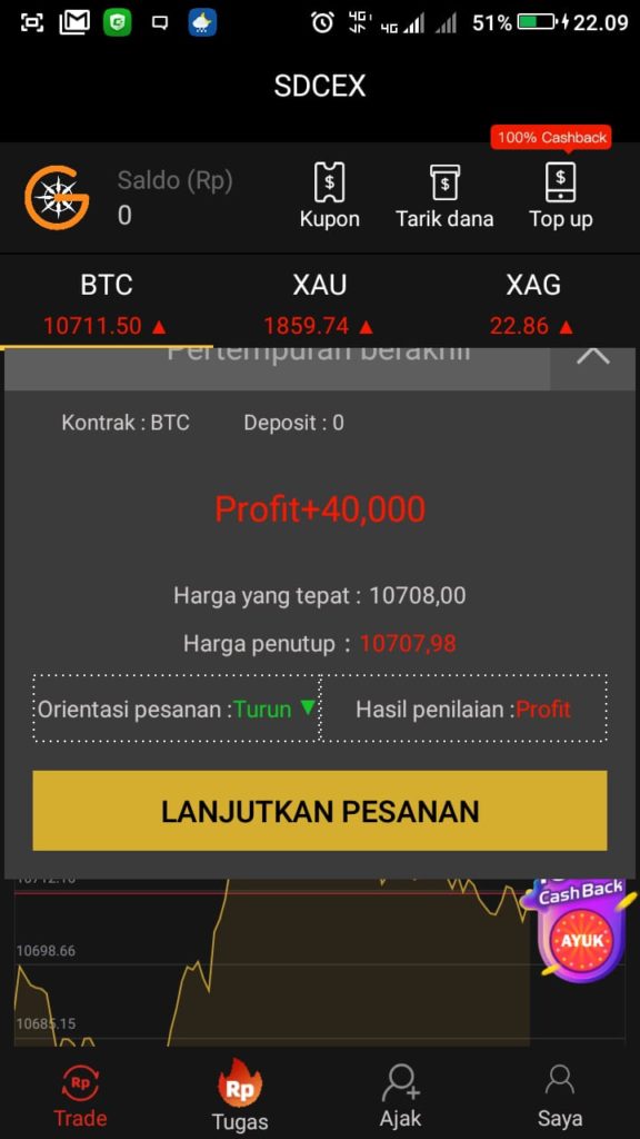 saldo gratis dari aplikasi SDCEX