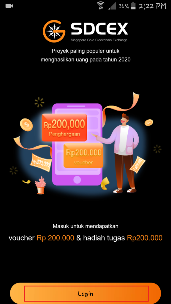 cara daftar dari aplikasi SDCEX