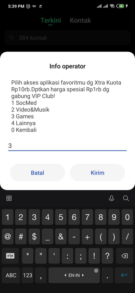 Cara Membeli Paket Extra Game 10 ribu dari XL