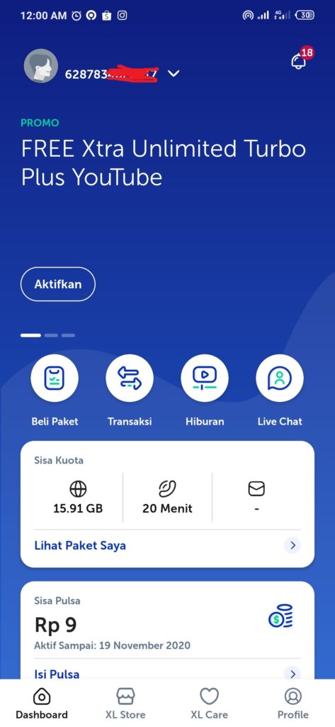 Cara Bayar Paket Data XL dari Aplikasi MyXL Menggunakan Gopay