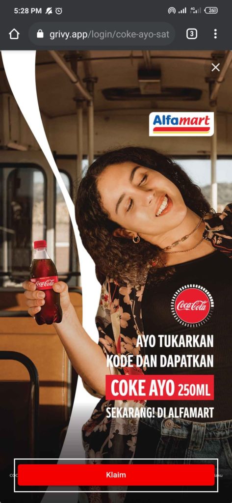 Cara Mendapatkan Coca Cola Gratis dari Situs Grivy Barcode