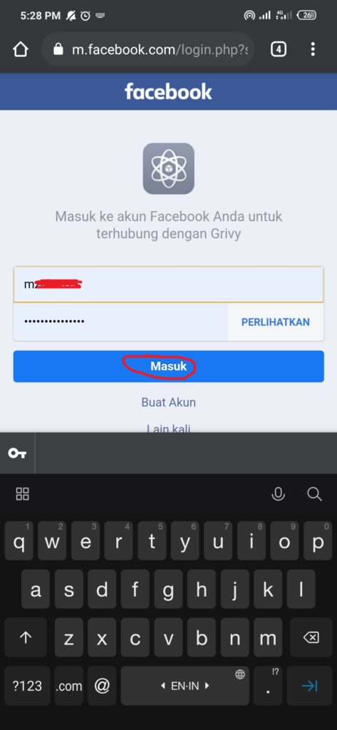 cara login dari situs Grivy Barcode