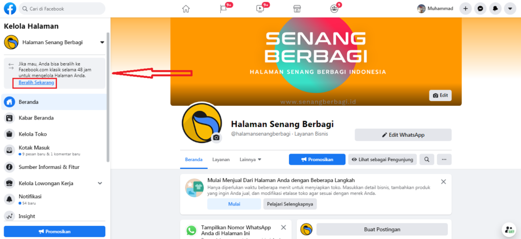 cara beralih ke versi facebook klasik