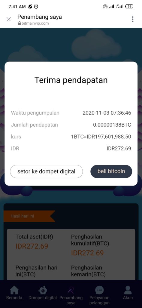 penambangan bitcoin dari aplikasi bitmain