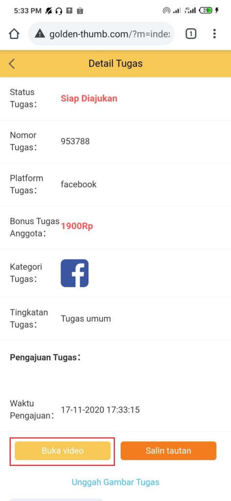 cara mengerjakan tugas situs aplikasi golden thumb