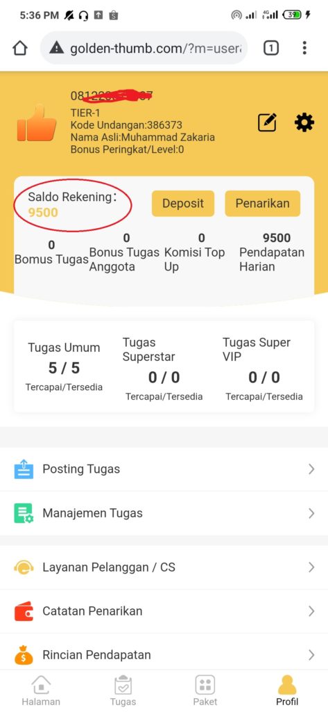 cara mendapatkan uang dari situs golden thumb