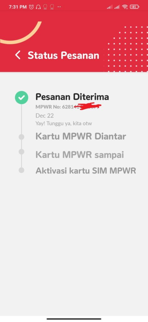 kartu mpwr  baru karna hilang