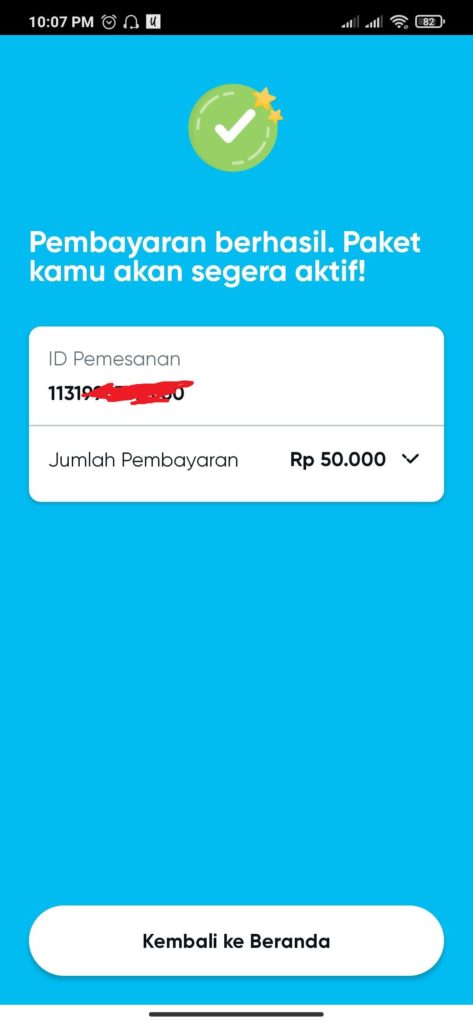 berhasil mengaktifkan paket byu 25 gb