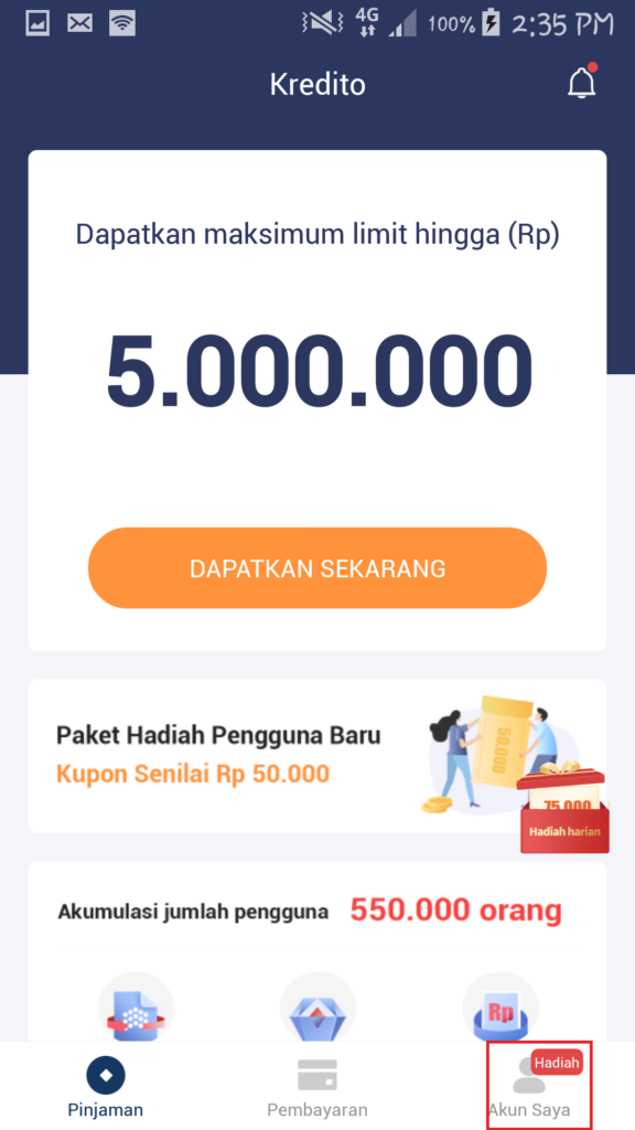 Cara Mendapatkan Hadiah Uang dari Aplikasi Kredito