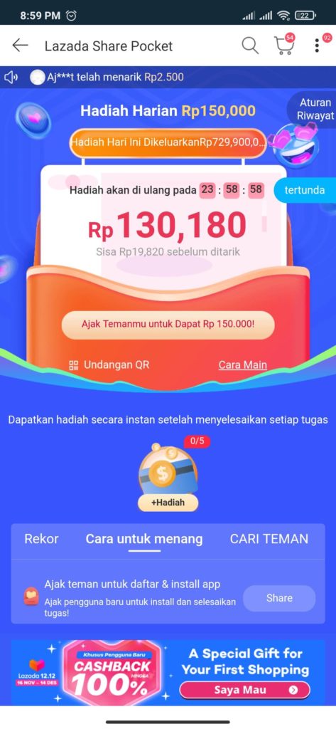 Cara Mendapatkan Saldo Lazada Gratis 150 ribu