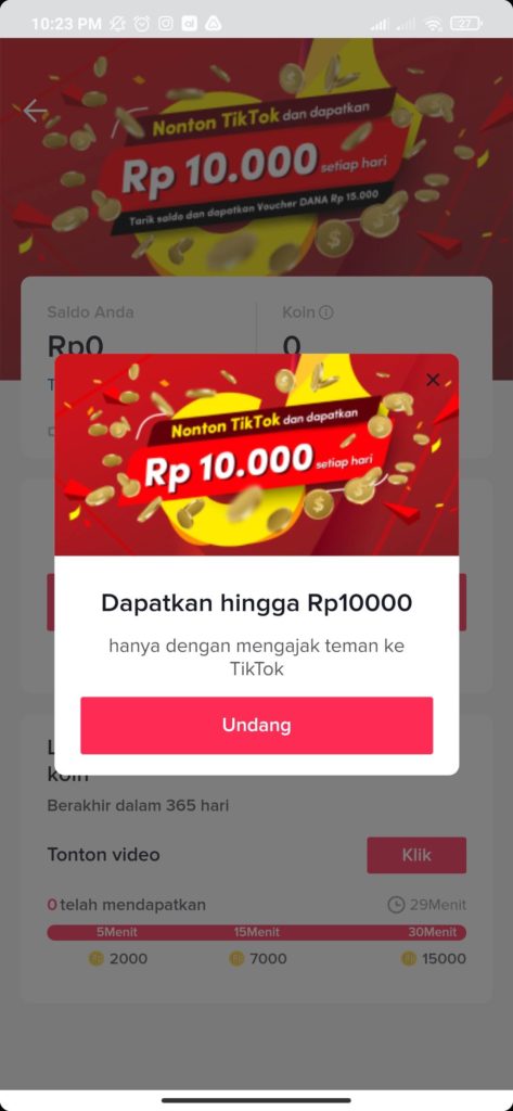 undang teman dapat uang dari TikTok