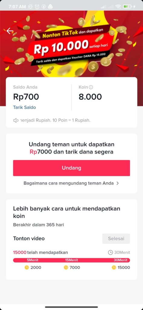 cara mendapatkan koin dari aplikasi tiktok