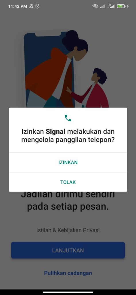 cara mengizinkan signal mengakses pada panggilan anda