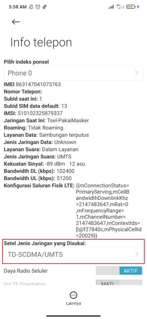 Cara Merubah Jaringan Menjadi 4G LTE 