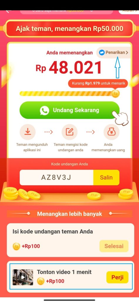 cara melakukan penarikan dari aplikasi Likeit