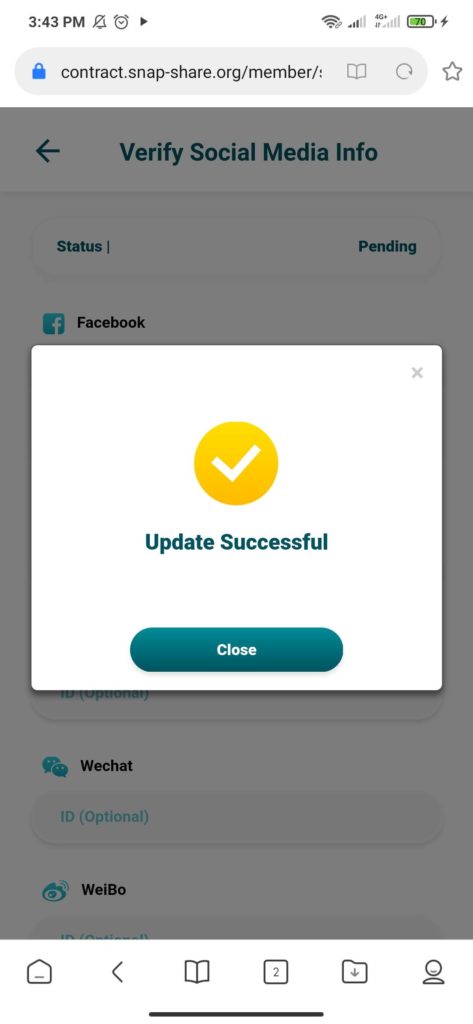 cara verifikasi akun snap share