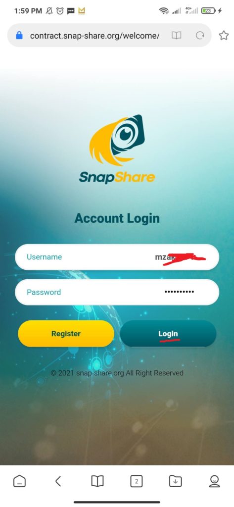 cara login snapshare