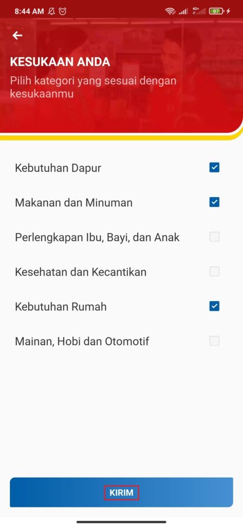 kesukaan anda saat membuat akun alfamart