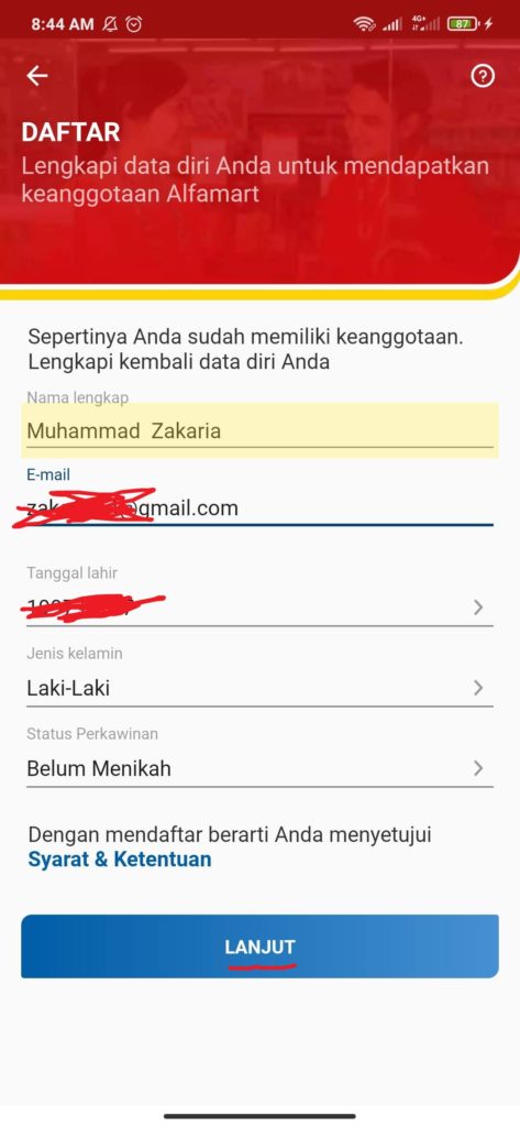 cara daftar anggota alfamart