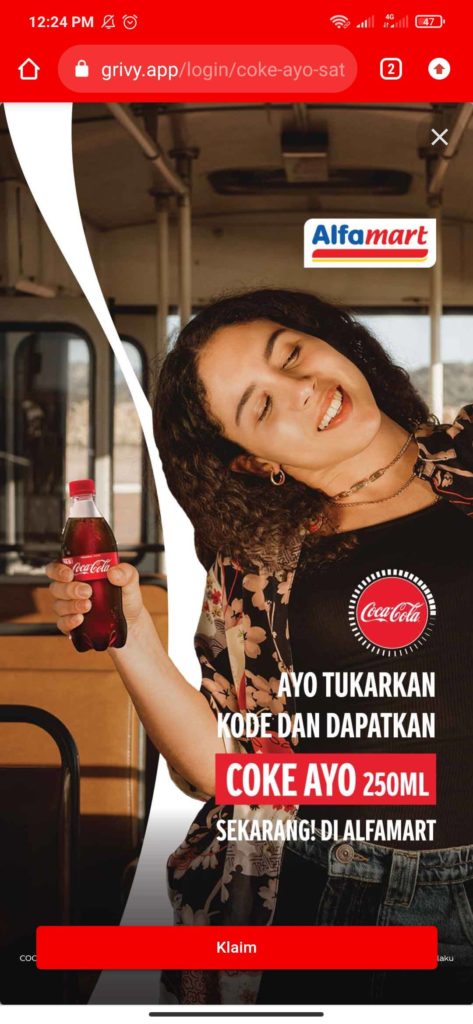 Cara Mendapatkan Minuman Coca Cola Gratis dari Alfamart