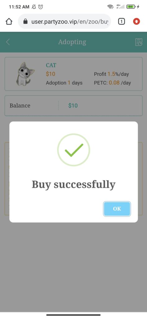 cara membeli hewan peliharaan dari aplikasi Party Zoo