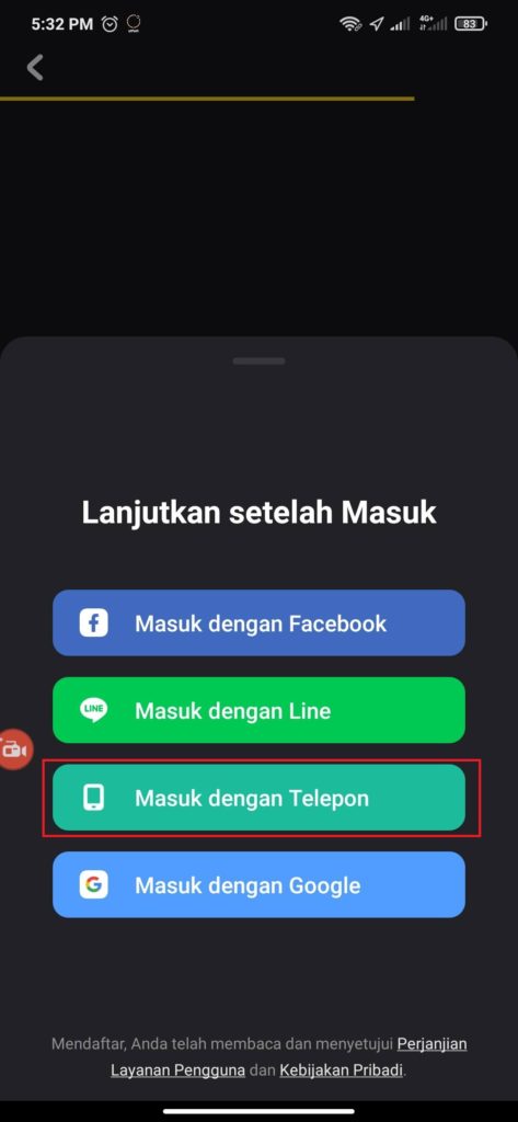 cara masuk dari aplikasi snack video