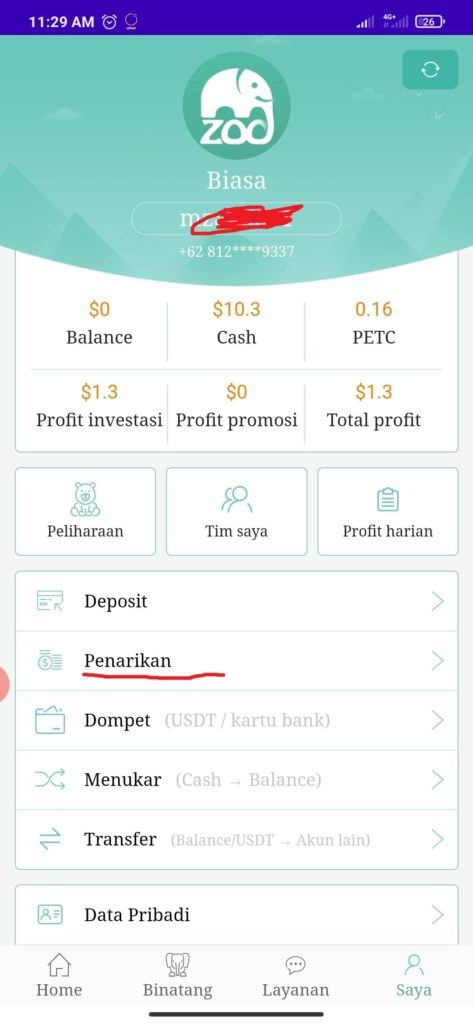 Cara Melakukan Penarikan dari Aplikasi Party Zoo