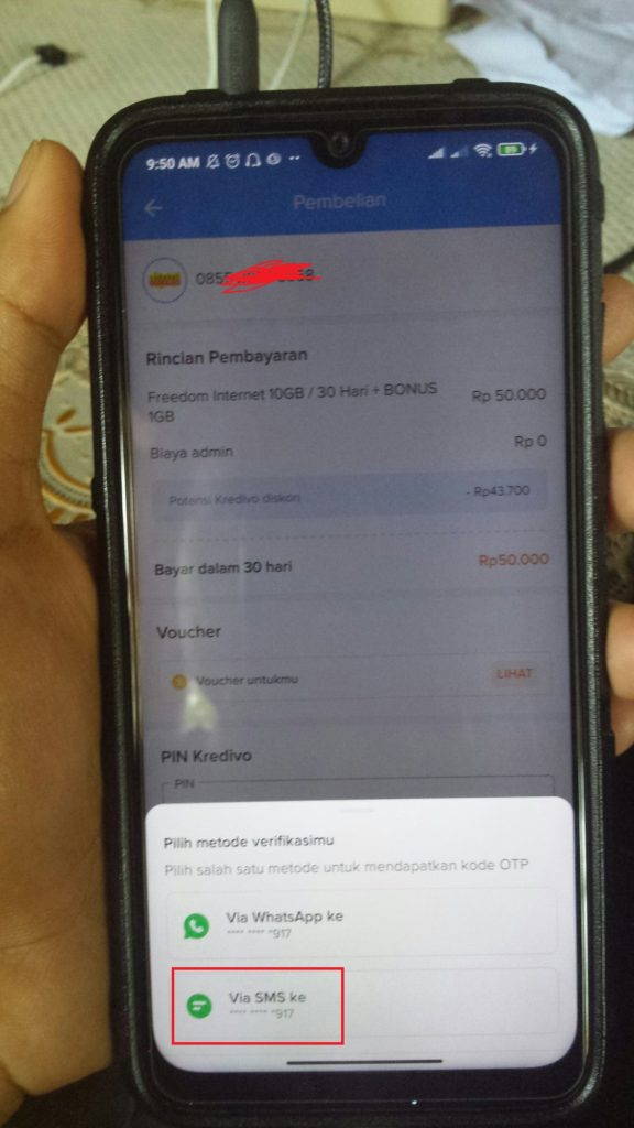 cara verifikasi transasi dari aplikasi Kredivo