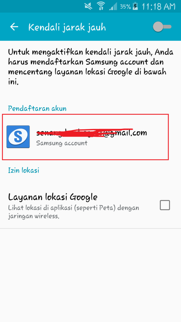 cara mendaftarkan akun samsung