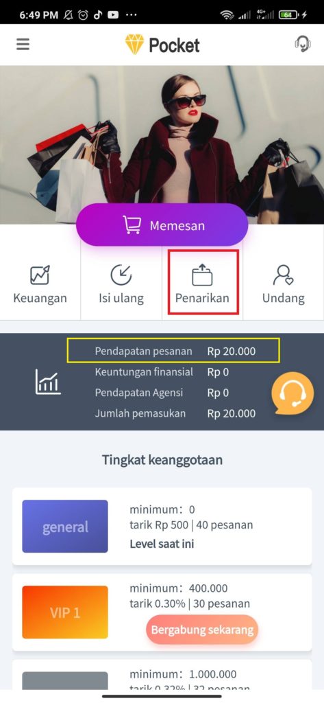 Cara Melakukan Penarikan Aplikasi Money Game Pocket Android