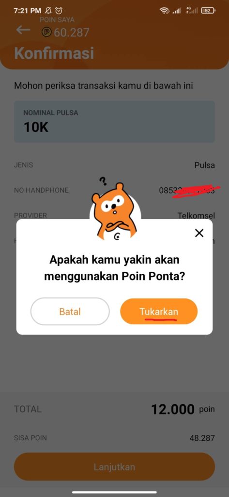 cara tukar poin dari ponta gimana ya