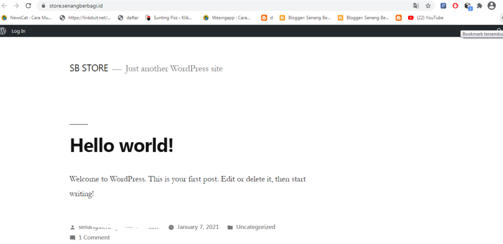 hasil reset wordpress dengan plugin