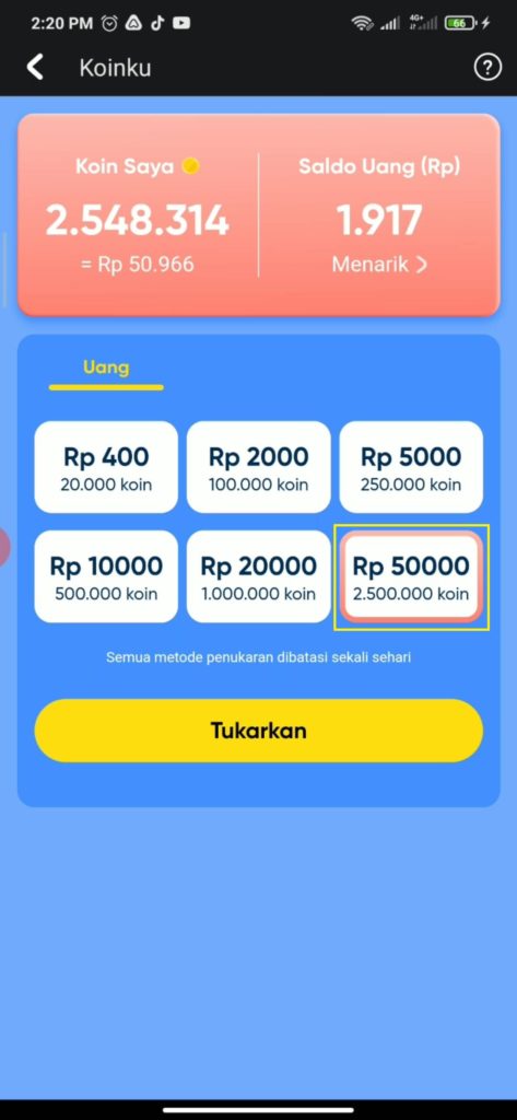 cara menukarkan koin dengan saldo ovo dan gopay dari snack video