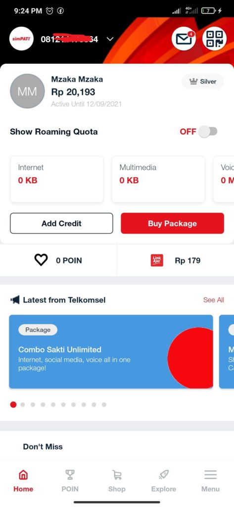 Cara Membeli Paket Ceria Telkomsel 46 GB Jaringan 4G