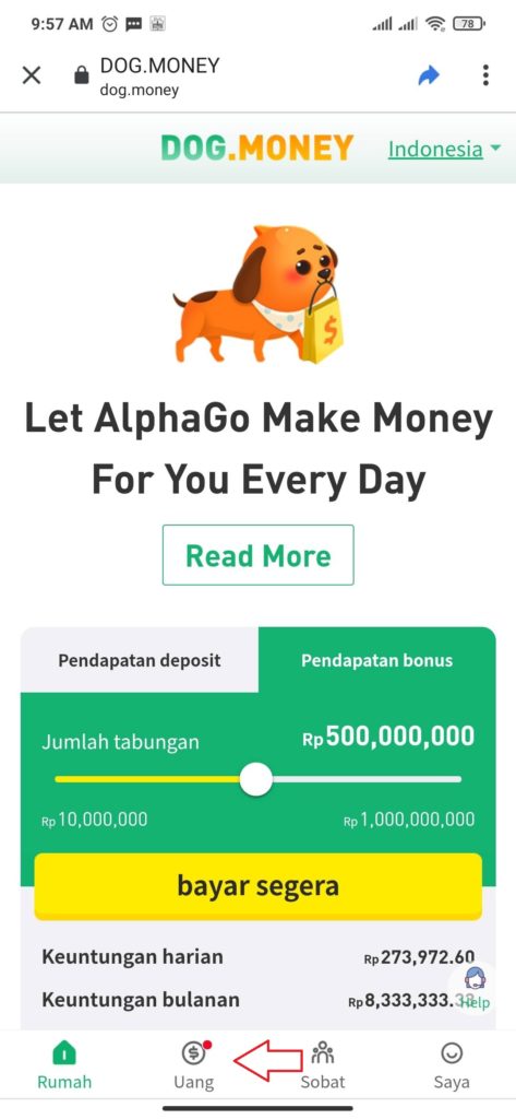 cara daftar aplikasi dog money