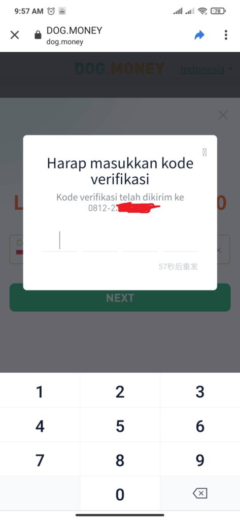 cara verifikasi pada aplikasi DOg Money