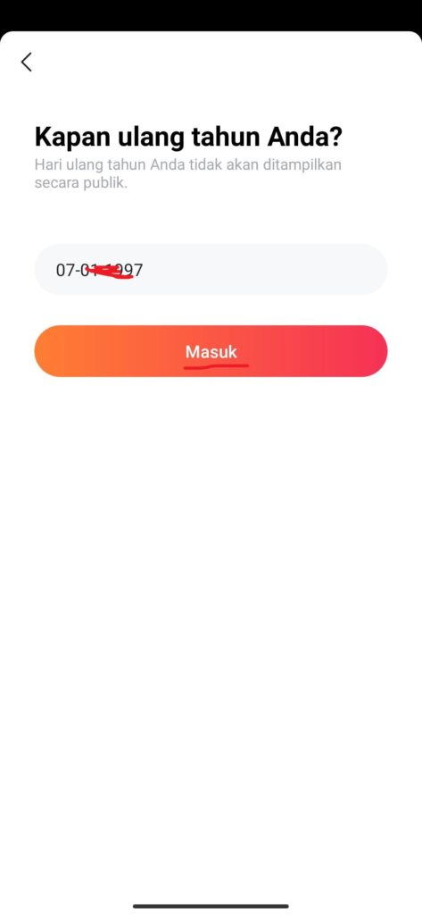 cara mengisi tanggal lahir dari aplikasi android