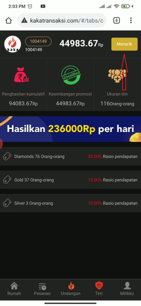 Cara Mencarikan Uang dari Situs Kaka Transaksi