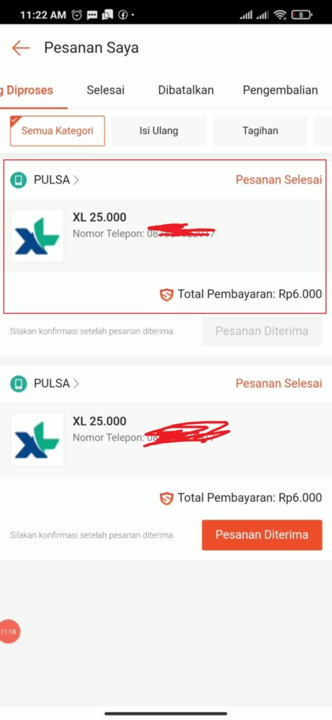 Bukti Pembelian Pulsa Menggunakan Voucher Snack Video