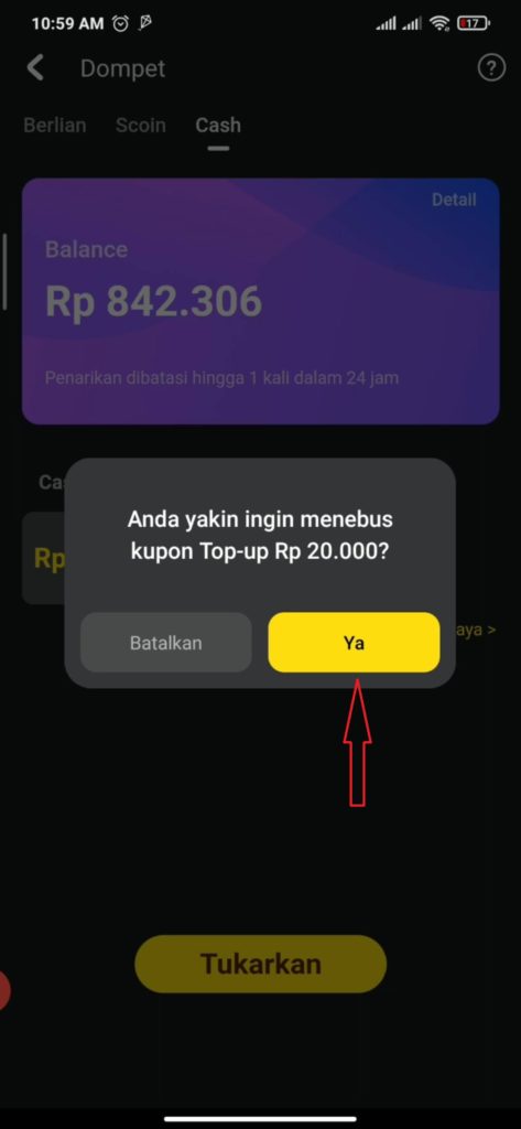 cara menukarkan saldo cash snack dengan voucher Shopee