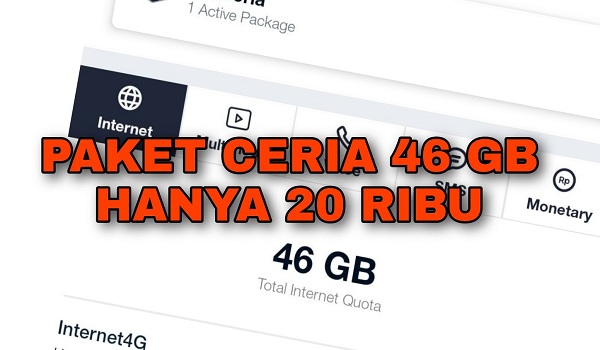 Cara Membeli Paket Ceria Telkomsel 46 GB Jaringan 4G